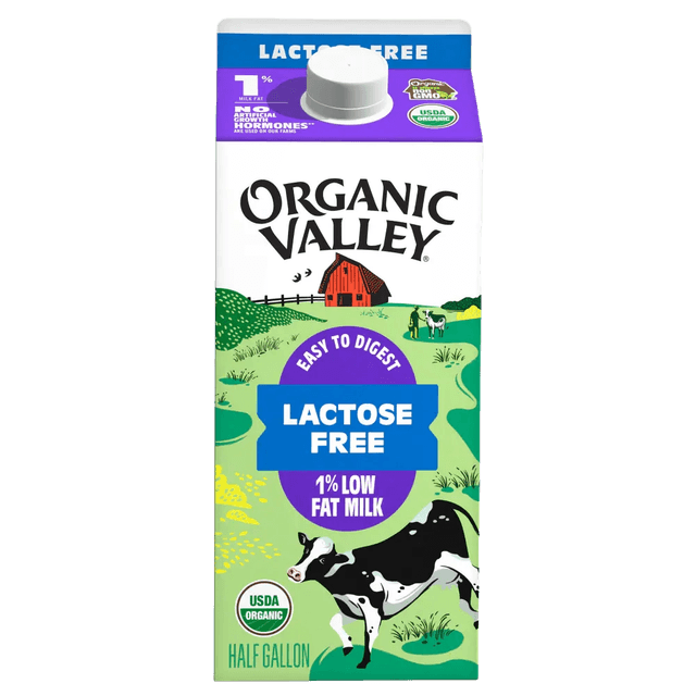 Organic Valley Lactose Free Blue Milk Carton