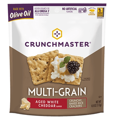Crunchmaster Multi-Grain Aged White Cheddar Crunchy Baked Rice Crackers