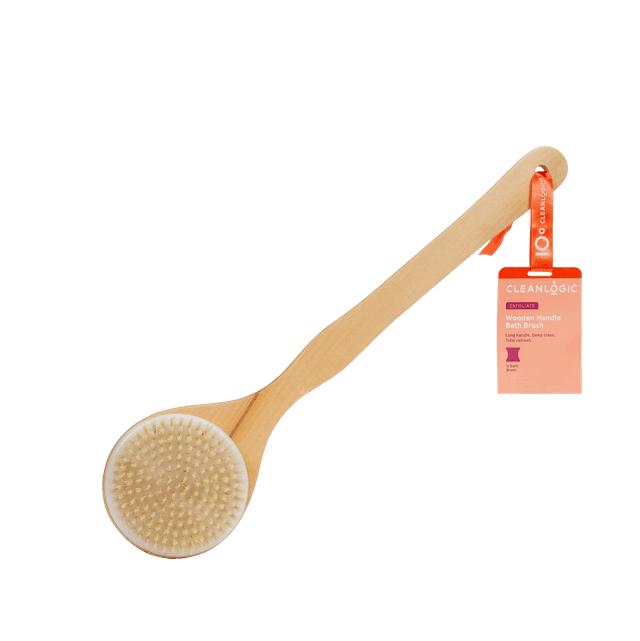 Cleanlogic Exfoliating Wooden Handle Bristle Bath Brush