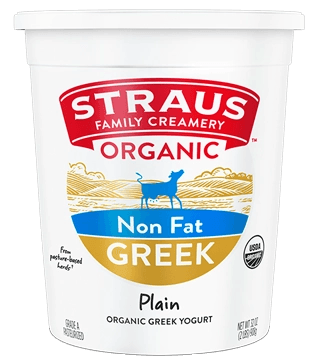 Straus Family Creamery Organic Non Fat Greek Plain Organic Greek Yogurt container