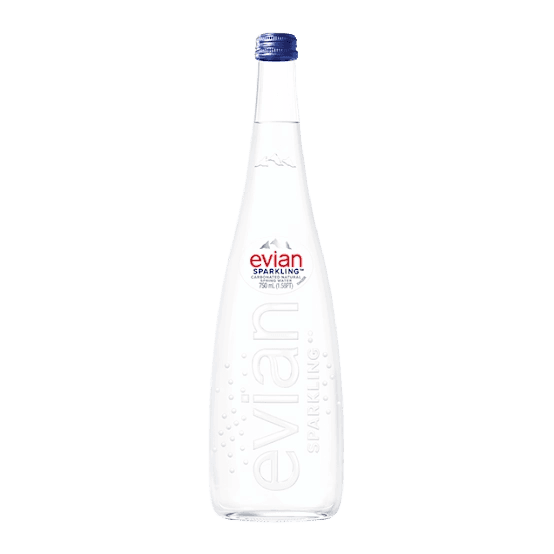 Evian Sparkling Water Glass Bottle
