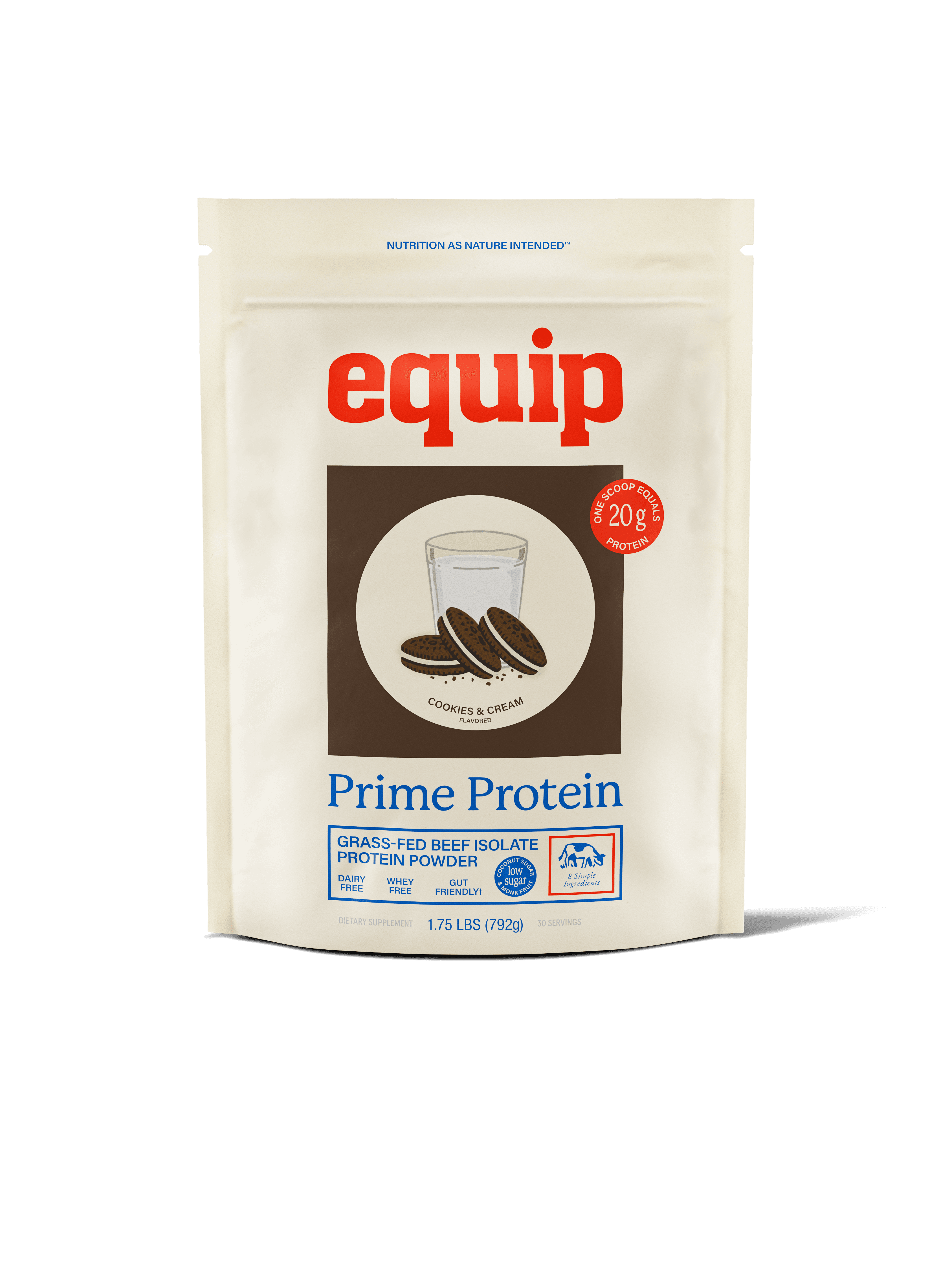 Equip Prime Protein Grass-Fed Beef Isolate Protein Powder Cookies & Cream