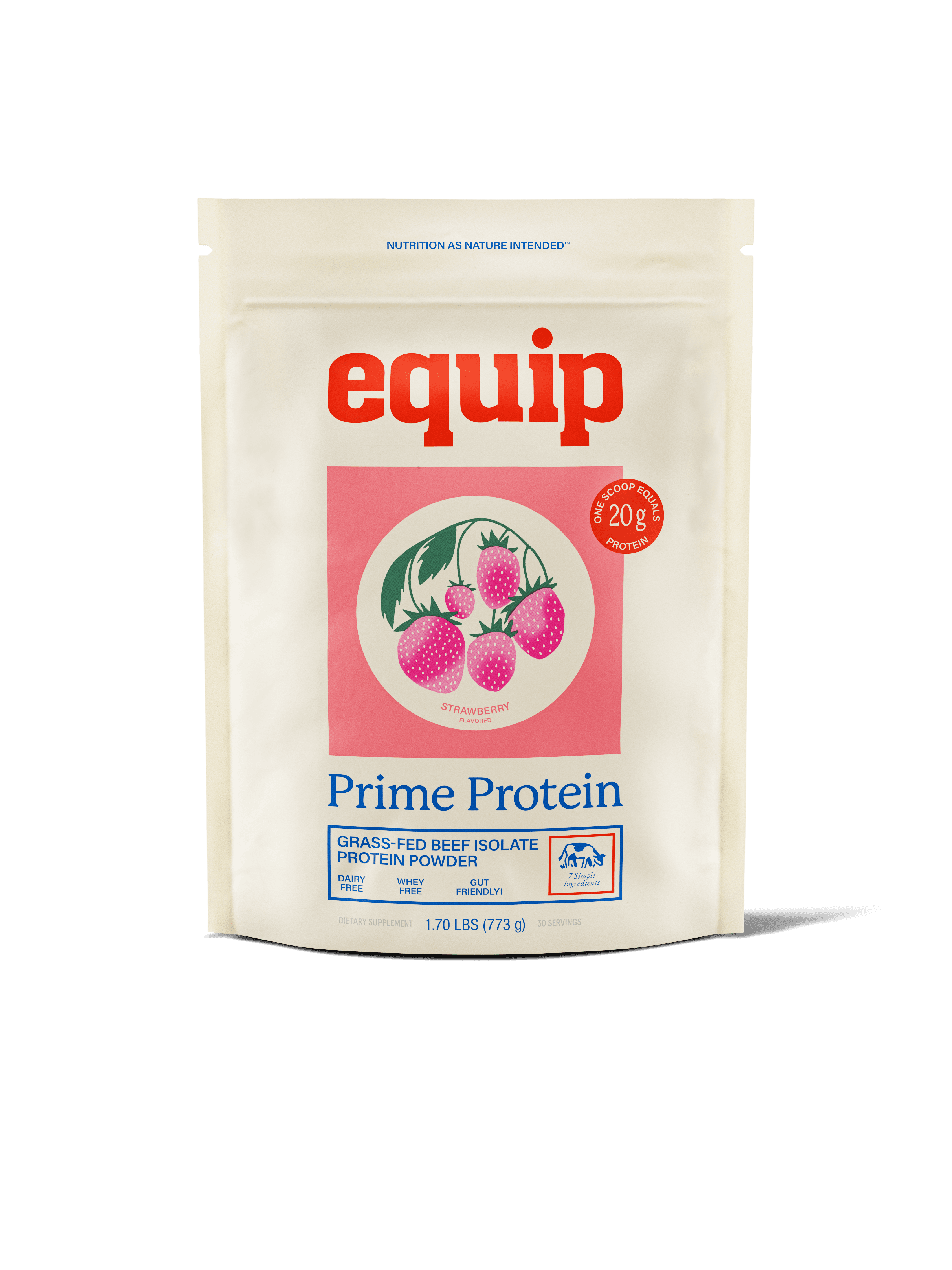Equip Prime Protein Grass-Fed Beef Isolate Powder Strawberry