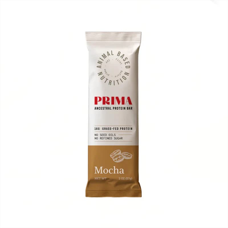 Prima Ancestral Protein Bar Mocha Plastic wrapper