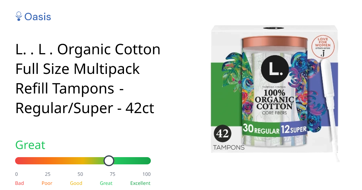 L. . L . Organic Cotton Full Size Multipack Refill Tampons