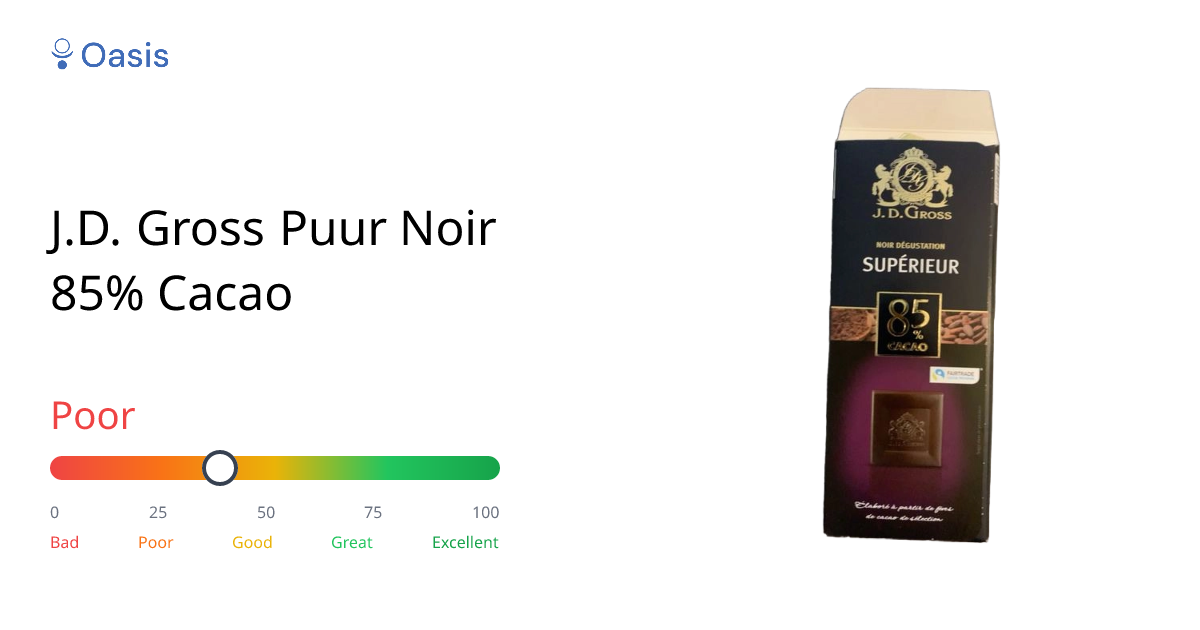 J.D. Gross Puur Noir 85% Cacao Health Rating & Analysis | Oasis