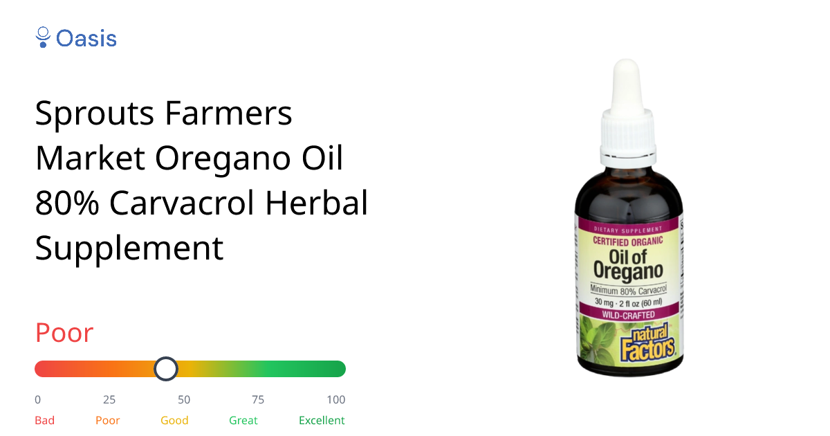 Sprouts Farmers Market Oregano Oil 80% Carvacrol Herbal Supplement