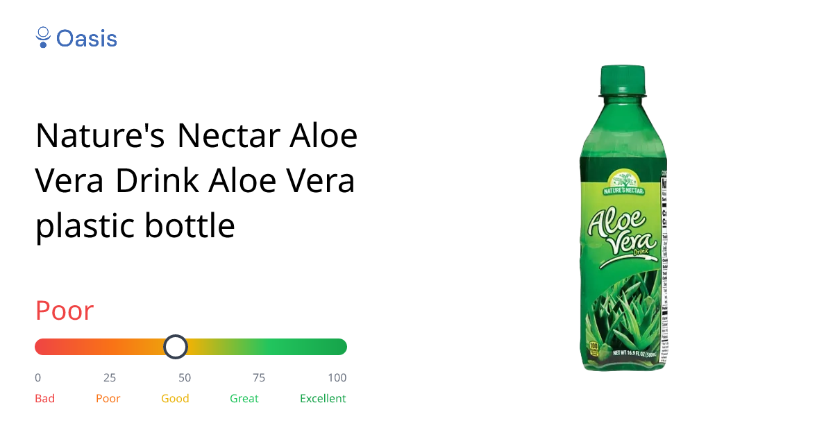 Nature's Nectar Aloe Vera Drink Aloe Vera plastic bottle Health Rating &  Analysis | Oasis