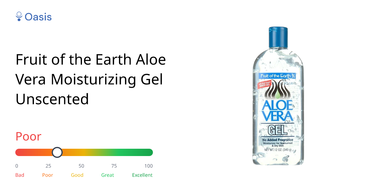 Fruit of the Earth Aloe Vera Moisturizing Gel Unscented Health Rating &  Analysis | Oasis